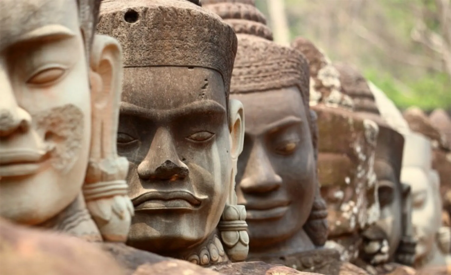 Carved Heads At Angkor Thom