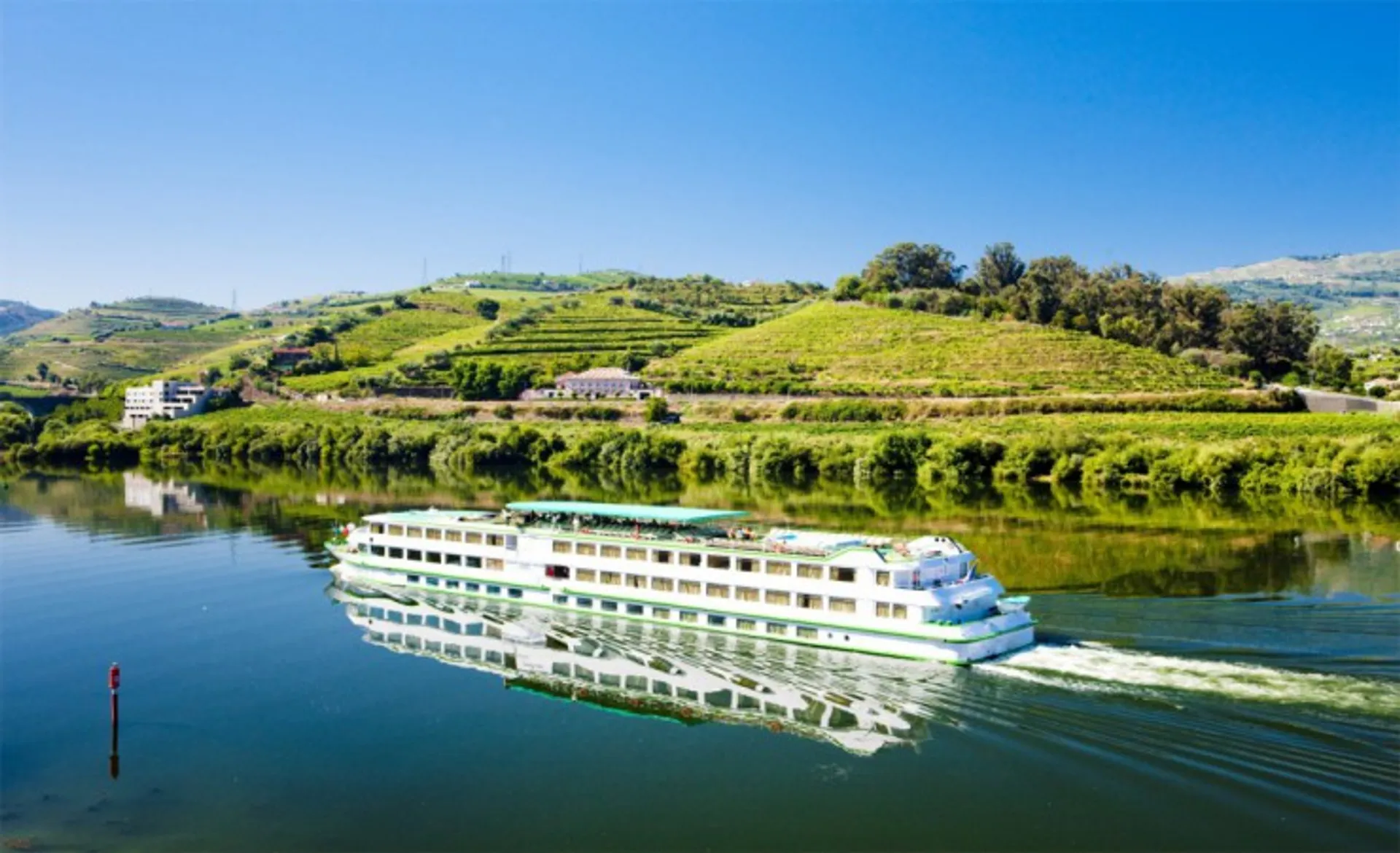 Cruise Ship At Peso Da Regua In The Douro Valley