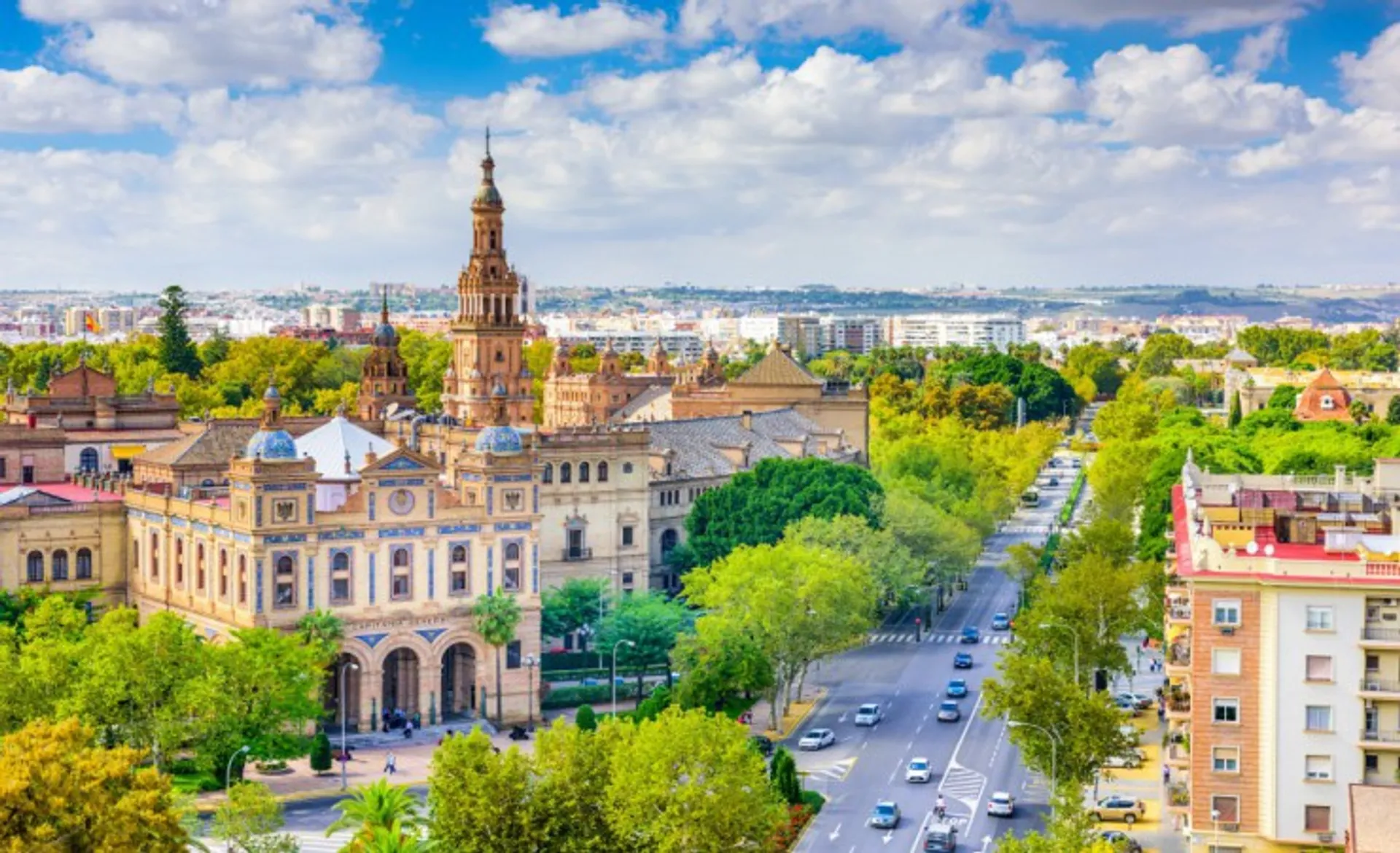View Towards Plaza De Espana In Seville