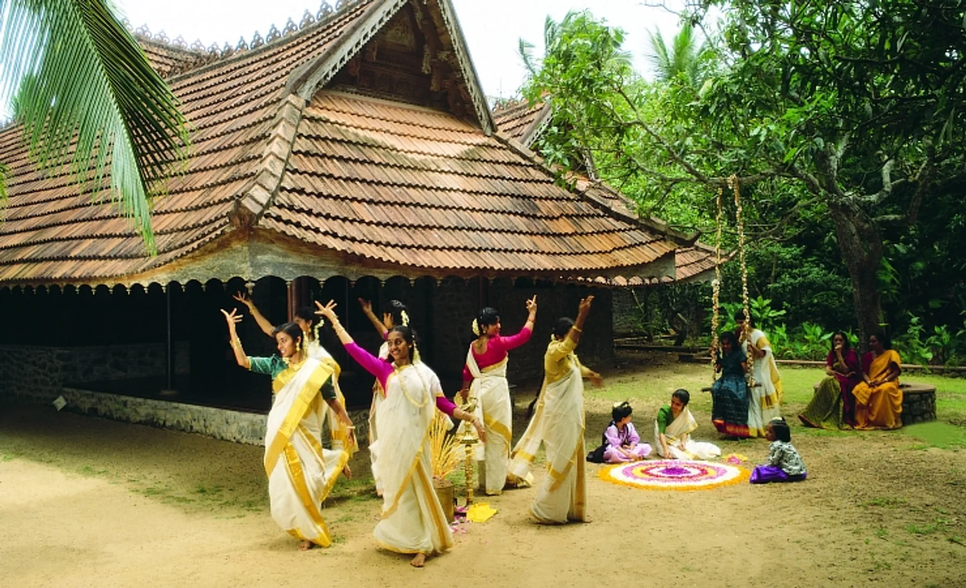 Riverside Village Scene