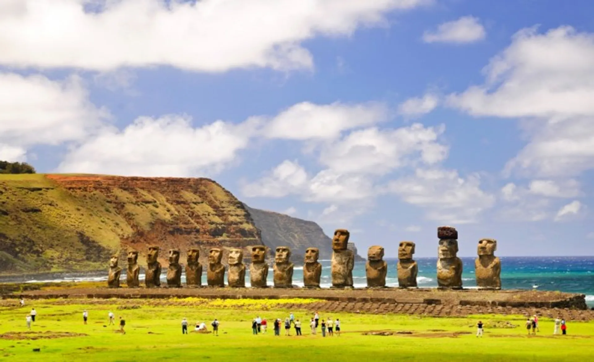Moais Of Ahu Tongariki On Easter Island