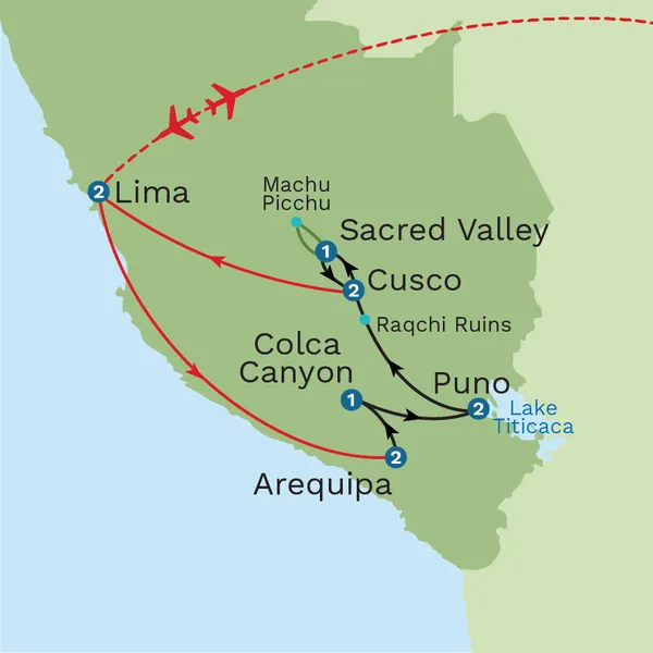 Sacred Peru with Amazon Adventure Extension for Solo Travellers Map
