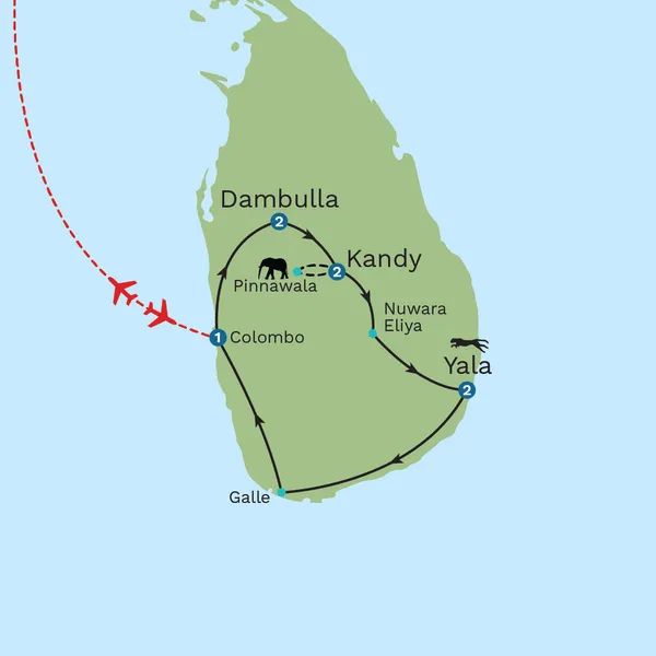 Jewels of Sri Lanka - Private Tour Map