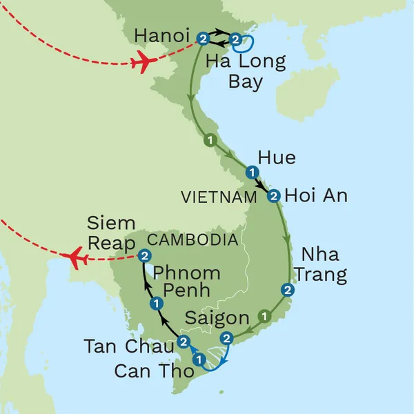 Vietnam and Cambodia Odyssey  Map