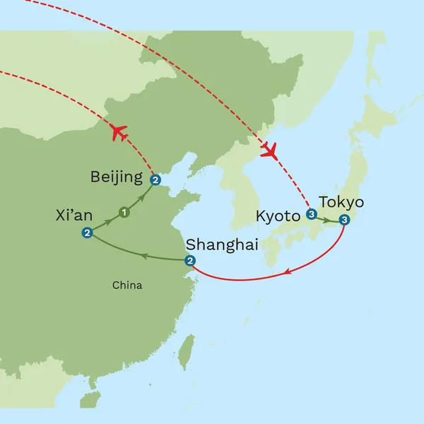China and Japans Rail Odyssey Map