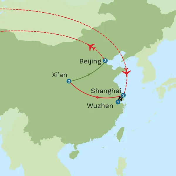China Discovery Tour with Hainan Island Beach Stay Map