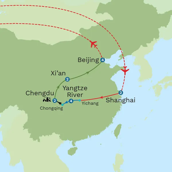 Wonders of China with Zhangjiajie Extension Map