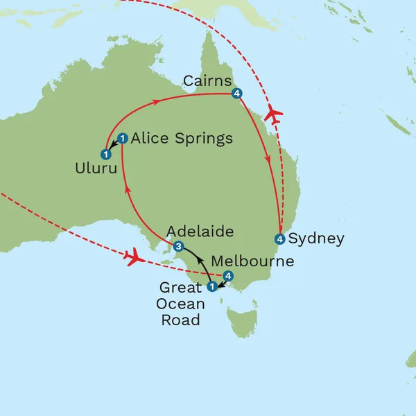 An Australian Journey with Kuala Lumpur City Stay Map