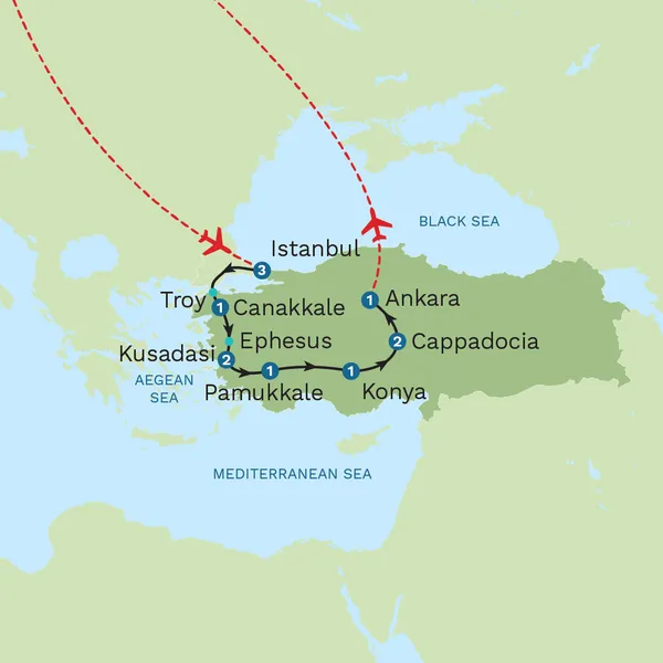 Journey Through Ancient Turkey with Istanbul City Stay Map