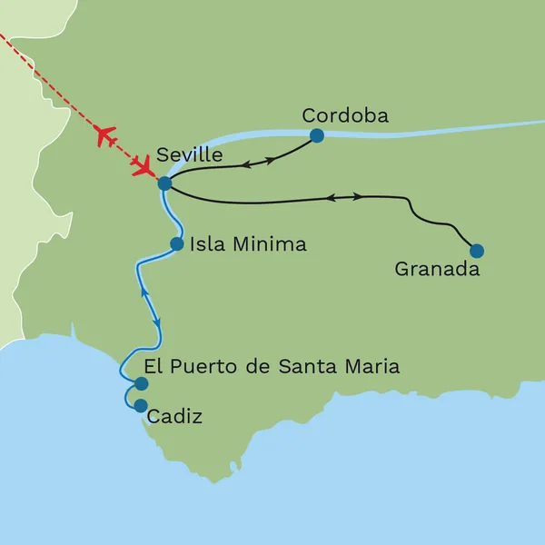 Treasures of Andalucia and Seville Map