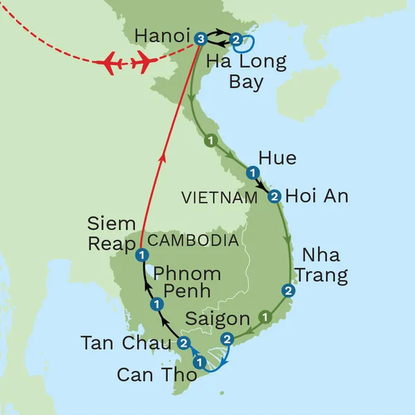 Vietnam and Cambodia Odyssey - Summer Map