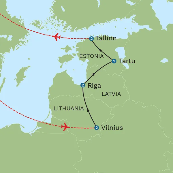 Baltic Capitals and Beyond Map