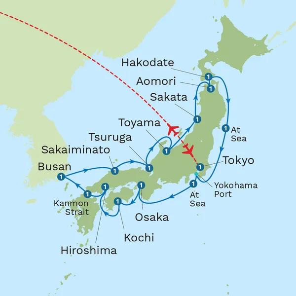 Japan Odyssey Cruise Map
