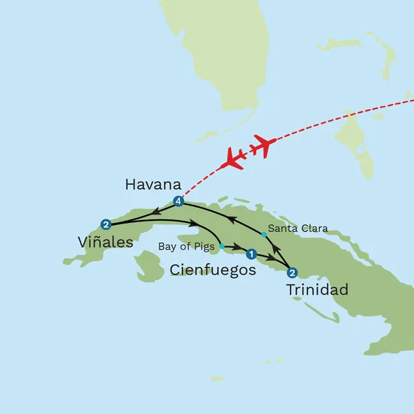 Classic Cuba with Varadero 3 Night Beach Stay - Private Tour Map