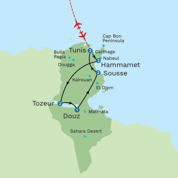 Wonders of Tunisia: Carthage to the Sahara Map