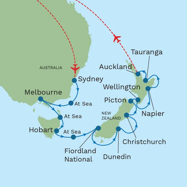Australia and New Zealand: Sydney to Auckland with Auckland City Stay Map