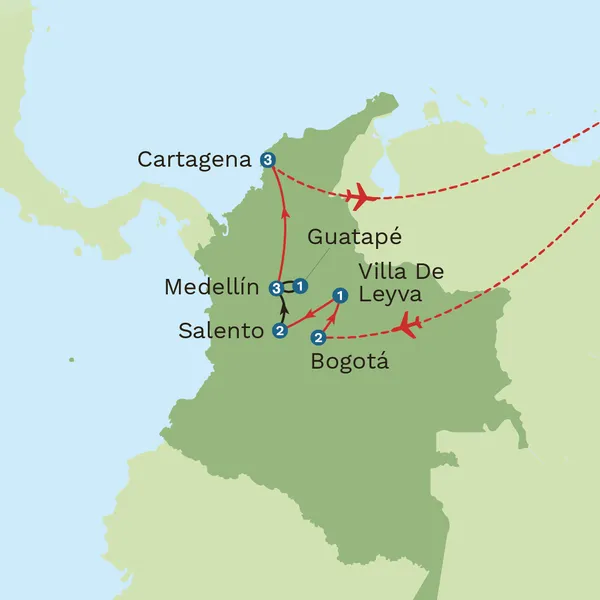 Colourful Colombia - Private Tour Map