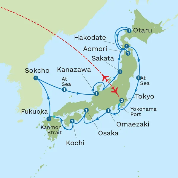 Japan Odyssey Cruise via Omaezaki Map