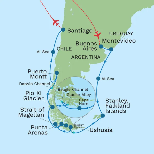 The South American Passage: From Buenos Aires with Pre Cruise Buenos Aires City Stay Map