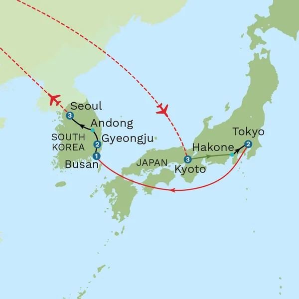 Essence of South Korea and Japan Map