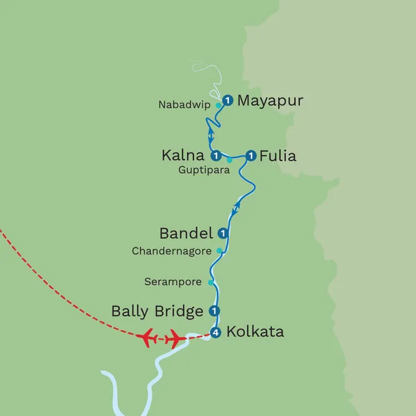 Bengal and Hooghly Ganges River Cruise Map