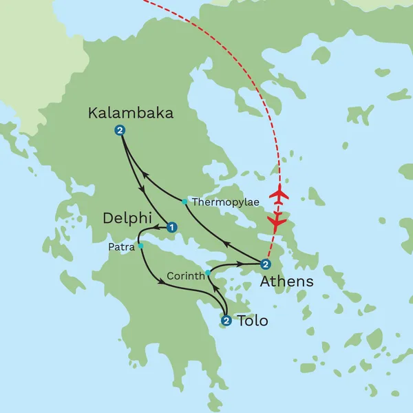 Classical Greece with Kalamata Beach Stay Map