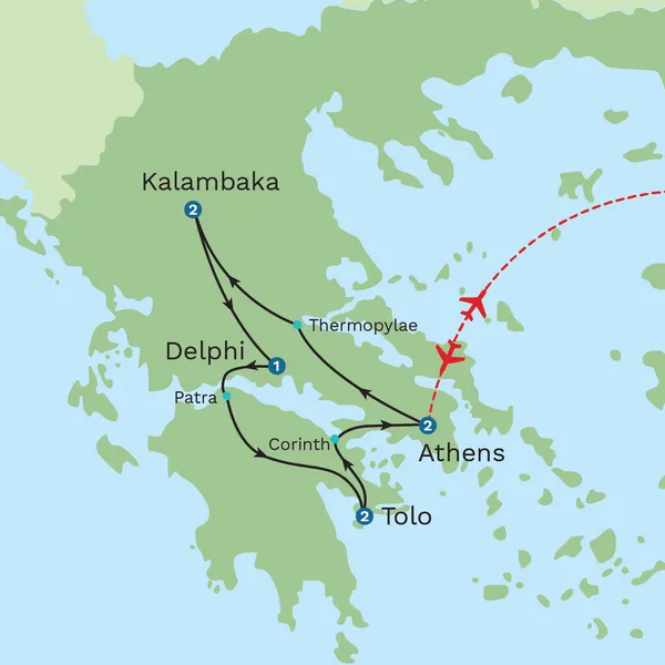 Classical Greece with Attica Beach Stay Map