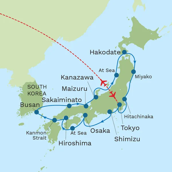 Japan Odyssey Cruise via Hitachinaka Map