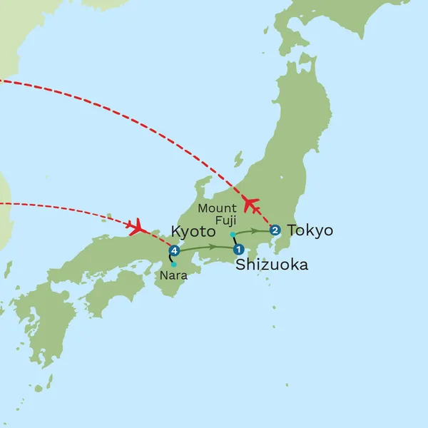 Japan’s Golden Route with Hong Kong City Stay Map