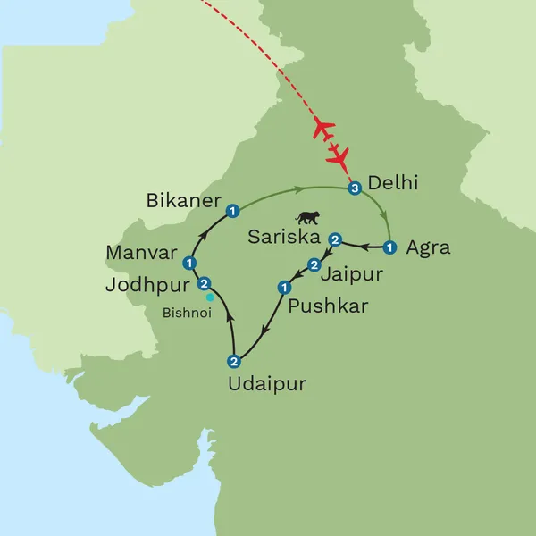 REVAMP Grand Tour of Rajasthan with Sri Lanka Cultural Highlights Extension Map