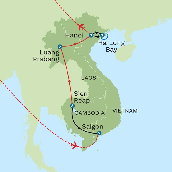 Vietnam, Laos and Cambodia Explorer Map