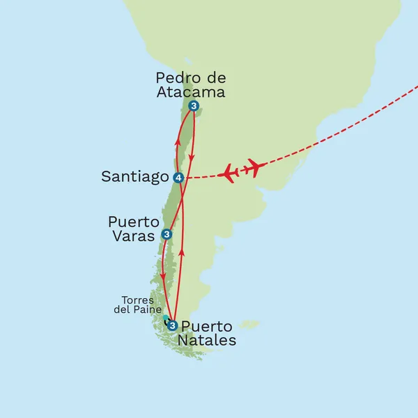 Chile From Top to Toe with Vina del Mar Beach Stay Map