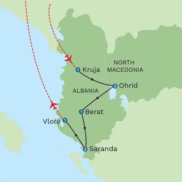 Albania and Macedonia Uncovered with Vlore Beach Stay - Private Tour Map
