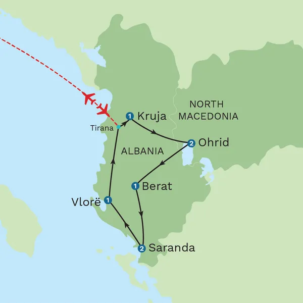 Albania and Macedonia Uncovered with Tirana City Stay Map