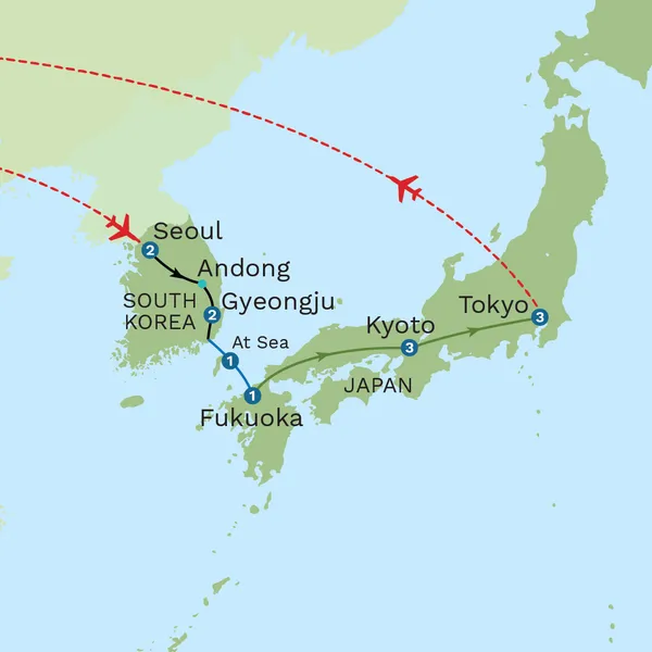 Essence of South Korea and Japan Map