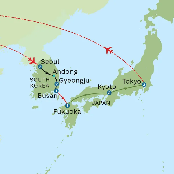 Essence of South Korea and Japan Map