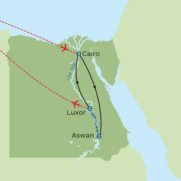 Cairo, Pyramids and the Nile Map