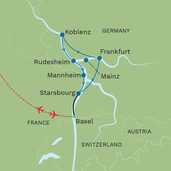 Premium Captivating Rhine Moselle and Main Rivers Map