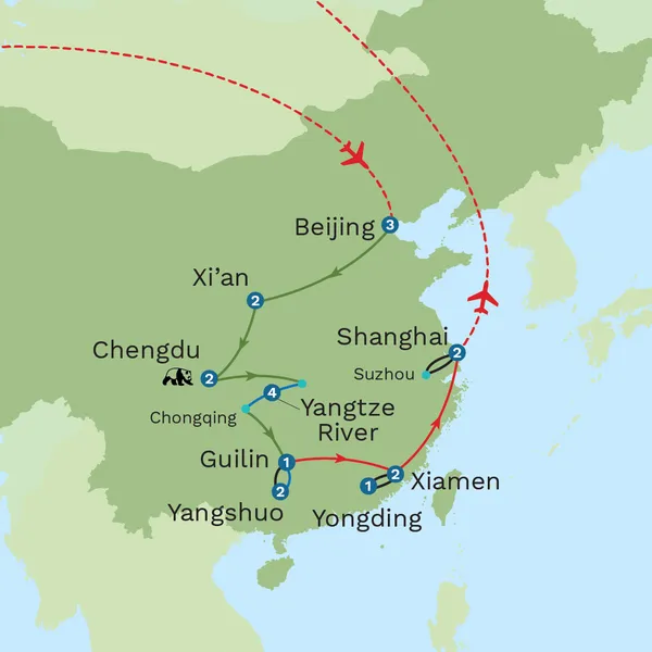 Magnificent China - Private Tour Map